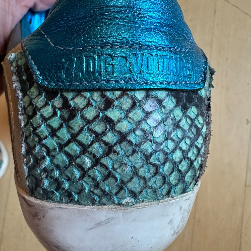 ZADIG & VOLTAIRE PARIS multi  media reptile design sneaker, 37/6 - Picture 4 of 10